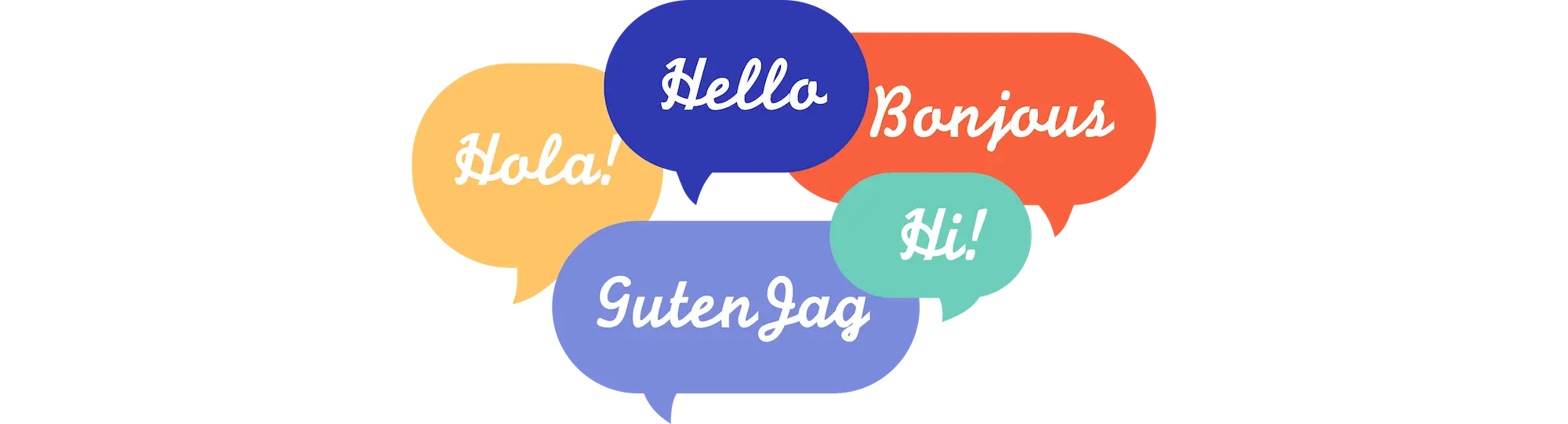 An image with colorful speech bubbles featuring greetings in various languages: 'Hello' (English), 'Bonjour' (French), 'Hola' (Spanish), 'Hi!' (informal English), and 'Guten Tag' (German), symbolizing Receipt-AI's support for 39 languages worldwide.